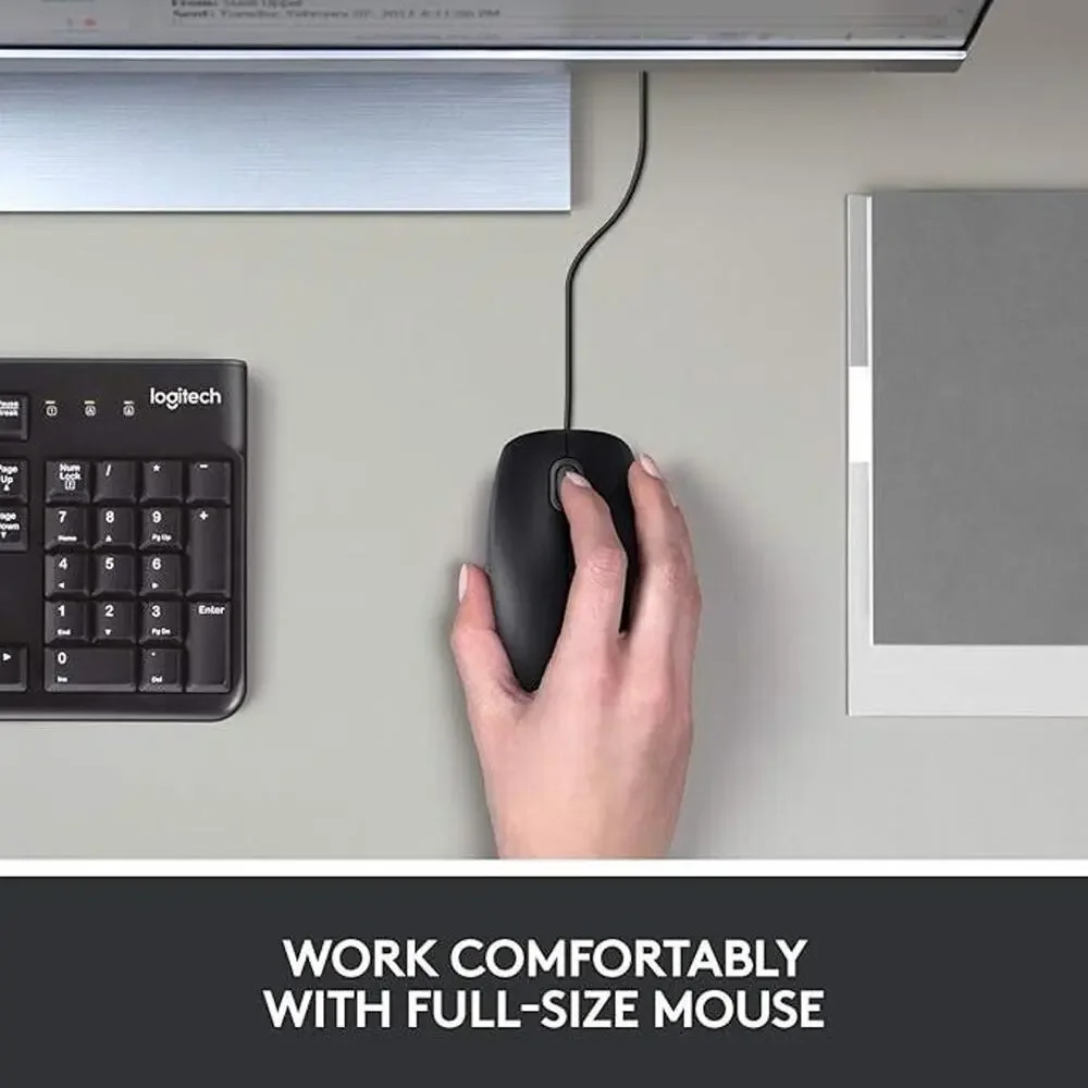 Logitech B100 Wired Mouse - Black - for Computers and Laptops